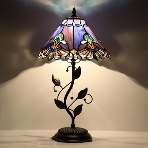 Image of Tiffany Table Lamp Stained Glass Bedside Reading Light W12H19 inch