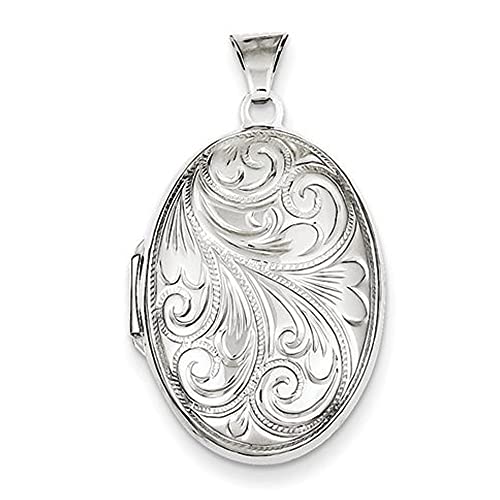 PicturesOnGold.com Sterling Silver Oval Picture Locket in Sterling Silver - 3/4 x 1 Inch - Includes 18 inch Chain