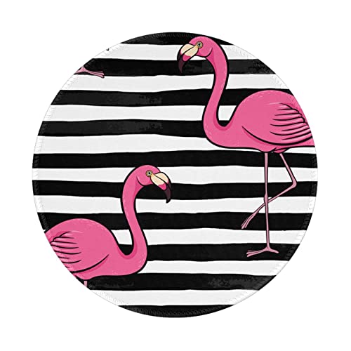 Pink-Flamingo-Printed-Round-Mouse-Pad-Non-Slip-Rubber-Base-Waterproof-Mousepad-Office-Home-Laptop-Gaming-Mouse-Mat-8x8-in
