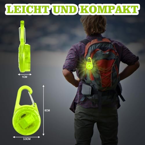 LED Blinklicht Sicherheitslicht IP68 Wasserdicht USB Aufladbar Sicherheit Licht für Kinder Schulranzen Nachtläufer Bergsteiger Hunde Leuchtanhänger Clip Dauerlicht und Blinklicht 2er (Grun)