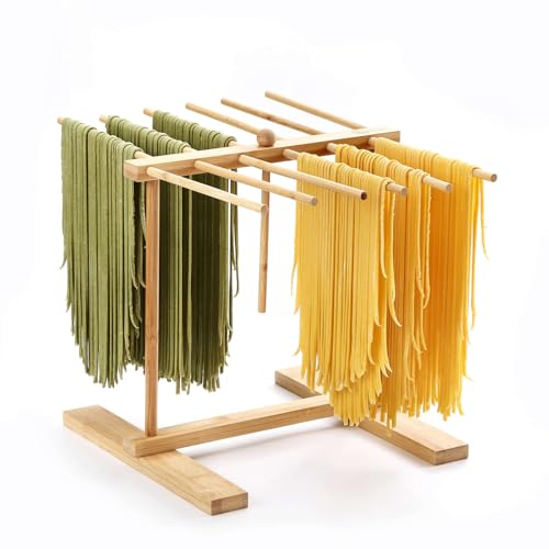 Secador De Pasta, Rejilla Para Pasta, Secador Pasta Fresca,Rejilla Para Secar Pasta Plegable Con Varilla De Transferencia Y 12 Varillas,Para Pasta Y Fideos,Pasta Fresca