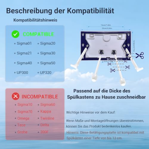 Mendorio WC Drückerplatte für Geberit Sigma 01/20/30/21/40/50,Schwarz matt – Ansicht 6