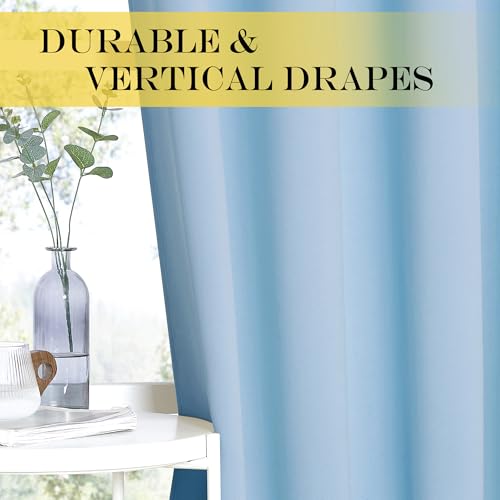 NICETOWN Blue Room Divider Curtains 100 inches Wide Curtains, Grommet Thermal Insulated Blackout Window Treatment Room Darkening for Sliding Glass Door Bedroom, 1 Panel, W100 x L84