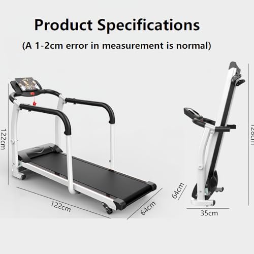 Image of Walking Treadmill with Long Handrails - Treadmill for Seniors 300 lbs Capacity - Foldable, Lightweight with Wheels, Cup & Phone Holder - Recovery Machine for Home or Apartment