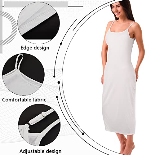 Jiuguva 2 Pcs Full Slip for Under Dresses Adjustable Spaghetti Strap Sleeveless Nightgown Women's Slip Long Dress3