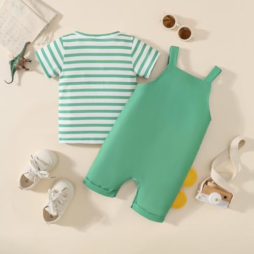 Image of Baby Boy Summer Clothes Toddler Boys Outfits Short Sleeve T-Shirt Cute Cartoon Jumpsuit Overalls 12 Months-4T