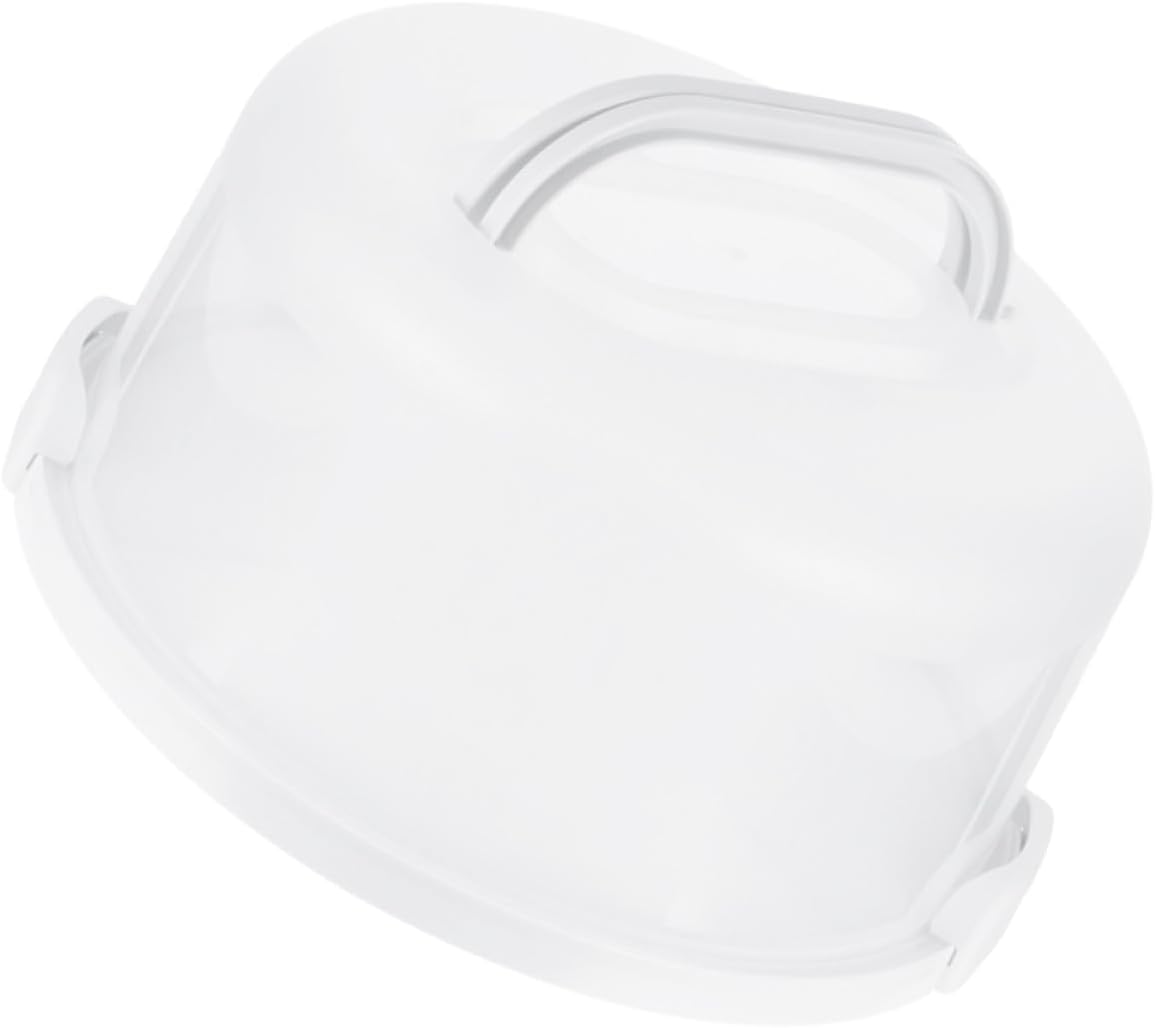 Portable White Cake Storage Box with Transparent Lid Reusable Handheld Dessert Carrier for Birthday Cakes Cupcakes Muffins Pies Easy to Clean for Parties Picnics and Home Use