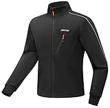 Wantdo Men's Cycling Bike Jackets Windproof Full Zip Fleece Jacket Black Outdoor Raincoat Shell