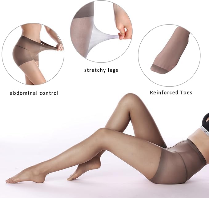 mappa 1 Pairs Women's Sheer Tights - Black Color Free Size Pantyhose with Reinforced Toes4