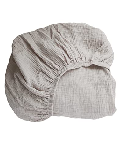 Image of Marlowe & Co Cotton Muslin Crib Sheet, Fitted Crib Sheet for Baby Boy and Girl (Soft Gray)