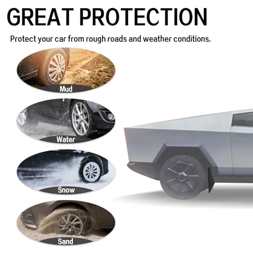 Image of PSLER Fit for Cybertruck 2023 2024 2025 Mud Flaps Set of 4PCS Mud Guard Kit Splash Guards Mudguards Mudflaps with Hardware Kits Accessory Front and Rear for 2023-2025 Cybertruck Accessories