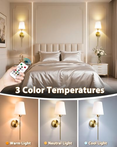 Image of Adetu Wall Sconces Set of 2, Battery Operated Wall Sconce
