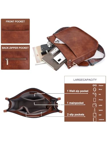 Image of Crossbody Bag Women Vegan Leather Hobo Handbag Trendy Crossbody Shoulder Bag Purses For Women with 2 Adjustable Strap