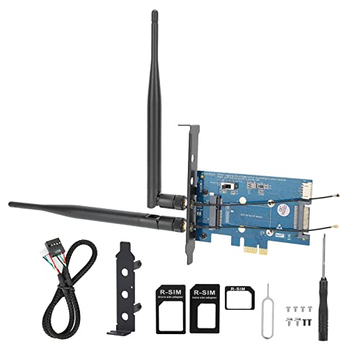 Adaptador de tarjeta de escritorio con ranura SIM, adaptador Mini PCIe a PCIe 1X, soporte para tarjeta de red combo, antena doble banda 2.4GHz 5GHz miniatura 6