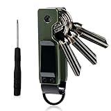 XHNKEG Key Organiser Keyring, Military Green Key Organizer Orbitkey with Screwdriver Aluminum Alloy Clip Portable Holder for 2-6 Keys