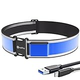 OnePro ランニング ライト led ベルト 【同種製品一番長い発光面を持ち 】 360° 全方向点灯 USB Type-C 充電式 夜間スポーツ用 ランニング ジョギング キャンプ アウトドア ライト 自転車 反射板 タスキ 安全確保 夜間の事故防止 回避 反射バンド(青)