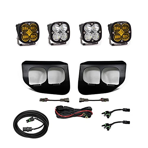 Baja Designs Squadron SAE Pro Fog Pocket LED Light Kit for Ford F-250/350 2020-22 Super Duty Truck - Includes Switch Wiring Harness (SAE Fog Lens; Amber)
