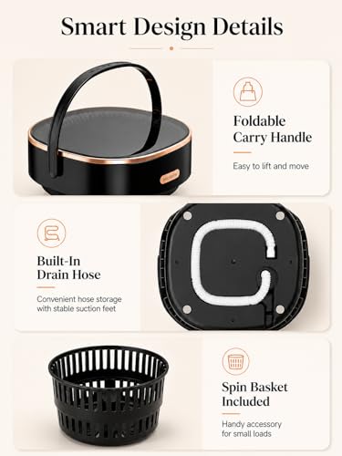 Image of Portable Washing Machine 16L Foldable Mini Washer for Underwear Socks Baby Clothes Small Loads Compact Washer for Apartment Dorm RV Travel (Black)