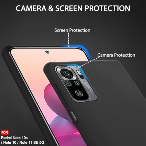 Image of TheGiftKart Genuine Liquid Silicone Back Cover Case for Mi Redmi Note 10s / Note 10 / Note 11 SE | Soft Micro-Fibre Lining Inside | Camera Protection Bump | Shockproof Cover Case (Silicone, Black)