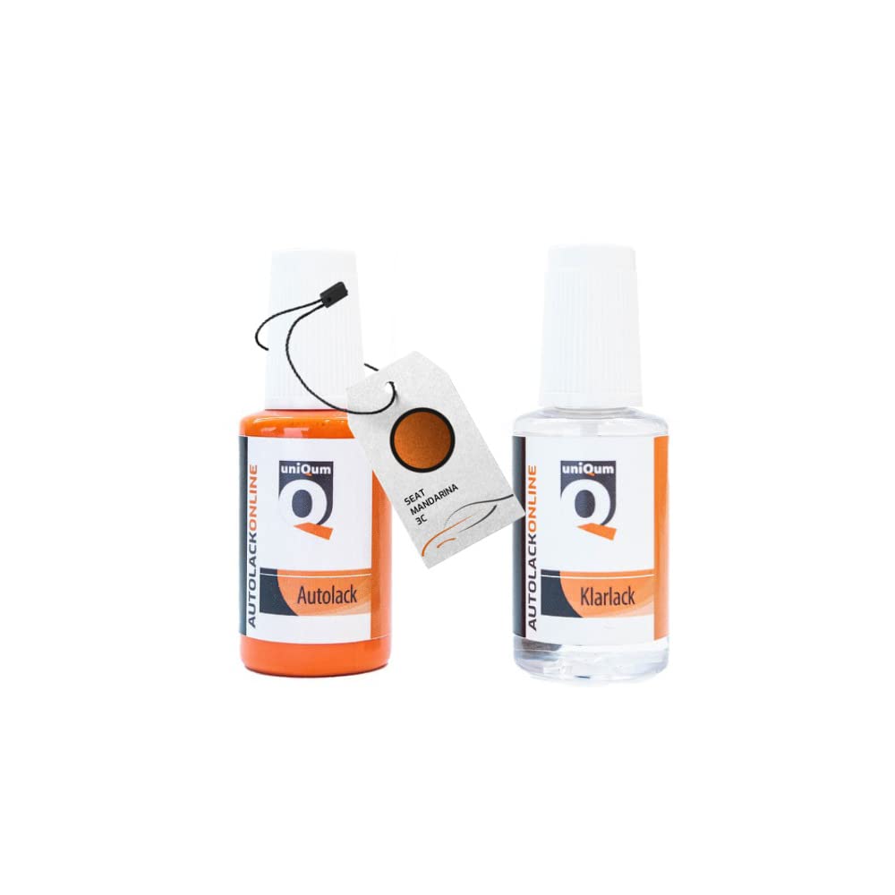 uniQum Autolack Stift + Klarlack im Vorteilsset für SEAT MANDARINA 3C Autolack Reparatur 2 x 30 ml