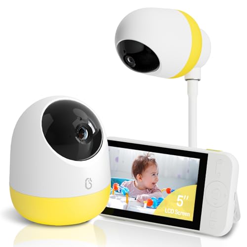 Image of Ellie Pro Baby Monitor with Camera and Audio,5'' IPS 2K UHD Resolution,6000mAh Battery, Remote Pan-Tilt-5X Zoom, 2-Way Talk,No WiFi, Night Vision, Virtual Fence, Breathing Detection and 1000ft Range