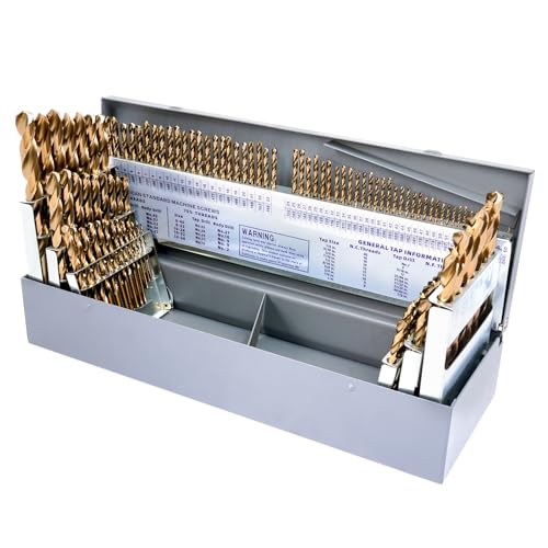 Image of Cobalt Drill Bit Set - 115Pcs M35 High Speed Steel Bits for Hardened Metals, Stainless Steel, Cast Iron and Wooden Plastics, with Metal Index Storage Box,1/16"-1/2", A-Z, #1-#60