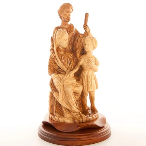 Bethlehem Handicrafts Holy Family Nativity Scene Sculpture in Olive Wood, 11.8