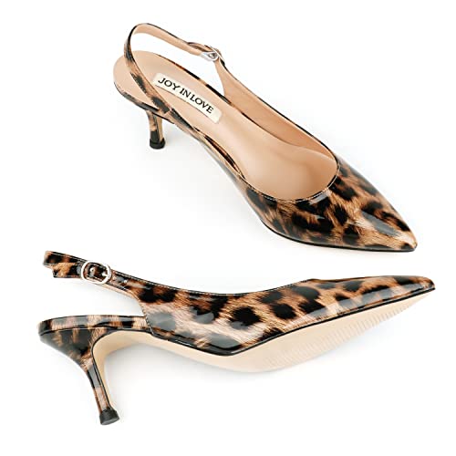 Image of JOY IN LOVE Slingback Kitten Heels for Women Closed Pointed Toe Pumps Dress Shoes