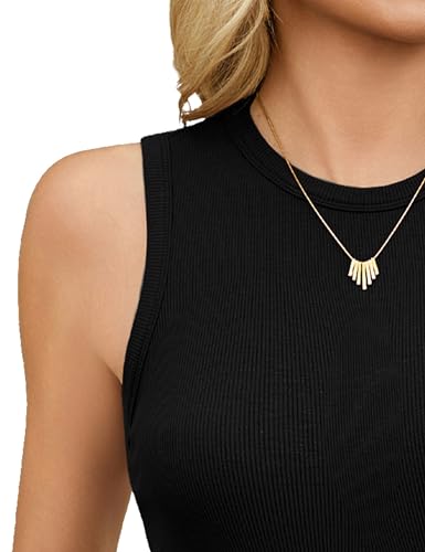 Women's High Neck Wide Strap Ribbed Tank Tops  - image 4