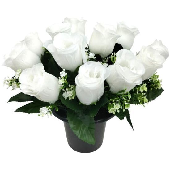 Mr. Barry’s Rose Artificial Flowers in Grave Flower Pots, Realistic - Image 2