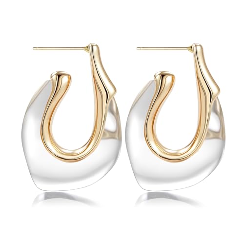 Resin Huggie Hoop Earrings Chunky Statement Vintage Earrings Cute Summer Acrylic Drop Earring Unique Trendy Jewelry Gifts for Women(Clear)