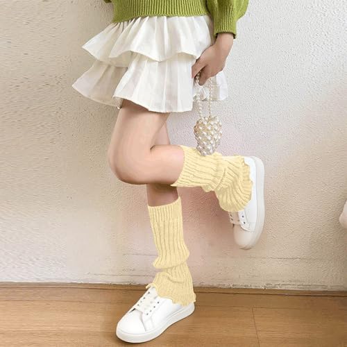 Girls Leg Warmers Y2K Knitted Ribbed Cotton Ruffled Long Socks Fall Fashion Cute Lolita Harajuku Boots Ankle Warmers2