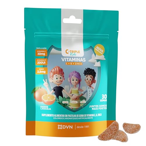 Vitamina C Gomas 30 mg + D 5 mcg + Zinco 2.5 mg 30 Unidades - C-Triple Kids - Imunidade e Antioxidante