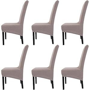 Groot formaat 6-Pack stoelhoezen, Camel Color Eetkamerstoelhoes, Wasbare stof eetkamerstoel Slipcover voor eetkamer…