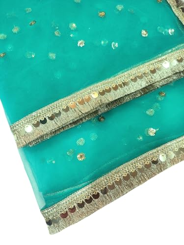 Image of Navti Creations Women's Lightweight Net Dupatta With Sequence Embroidery & Kiran Border (Length 2.25m)