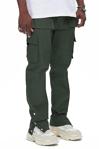 GINGTTO Men's Casual Cargo Pants Drawstring Elastic Waist Work Pants Hiking Jogger Multi Pockets
