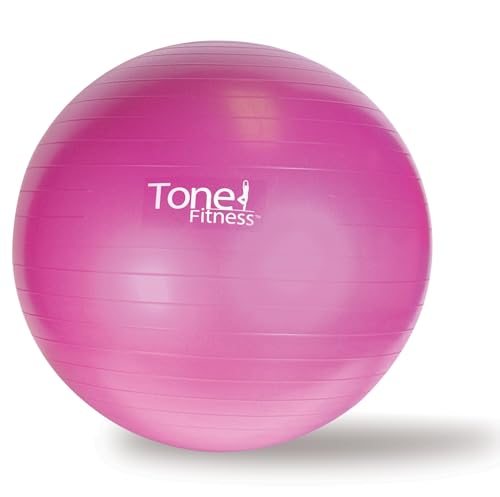 Tone Fitness Stability Ball / Exercise Ball | Exercise Equipment, Pink, 55 Centimeters