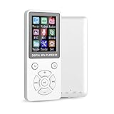 Reproductor MP3 MP4 de 32 GB con Bluetooth 4.2, reproductor de música portátil con pantalla a color de 1.8 ', 6-8 horas, soporte para libros electrónicos, imágenes, videos, radio, grabación(blanco)