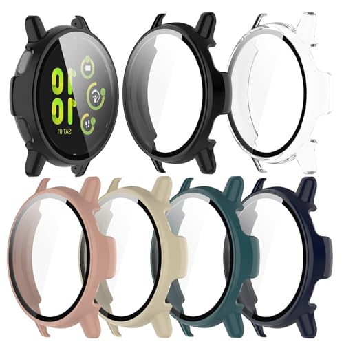Compatible with Garmin Vivoactive 5 Watch Case Cover, Replacement PC Protective Case Full Cover Built-in HD Tempered Glass Screen Protector for Garmin Vivoactive 5 Smart Watch (6-Pack)