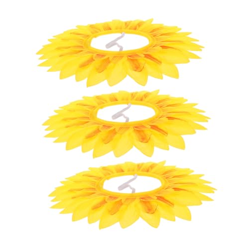 GLEAVI 3Pcs Sunflower Costume Headgear for Funny Performance Headwear Prop Lightweight and Cloth Material for Halloween and Parties Rope Included