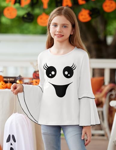 BesserBay Girls Halloween Long Bell Sleeve Crewneck Shirt 4-12 Years2