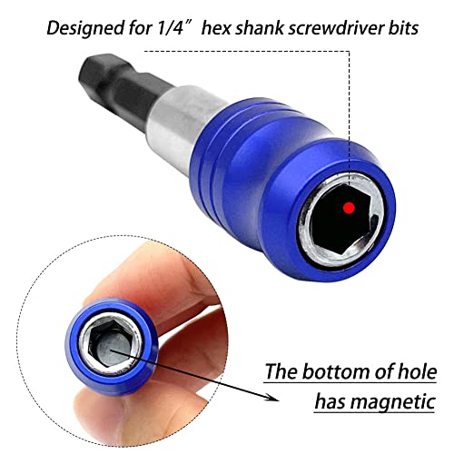 Saipe 3Pcs Quick Release Screwdriver Bits Holder Adapter 1/4 Inch Hex Shank Magnetic Extension Bar Quick Change Socket Screw Driver Drill Bit For Electric Screwdrivers Hand-Held Driver And Power Drill #TOP2
