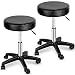 Adjustable Hydraulic Rolling Swivel Salon Stool Chair Tattoo Massage Facial Spa Stool Chair Black (PU Leather Cushion) (2PCS)