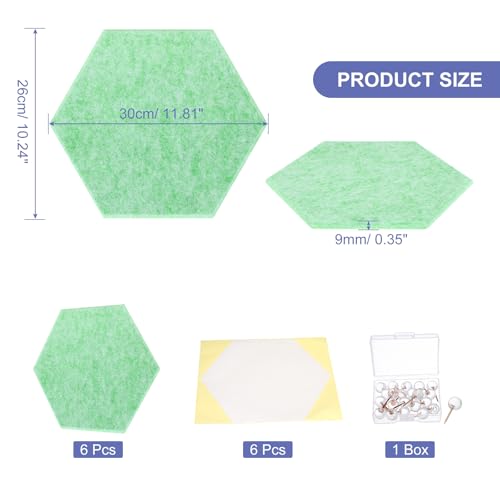 Panneau d'affichage hexagonal en feutre vert clair PATIKIL 6 pièces pour bureau et maison
