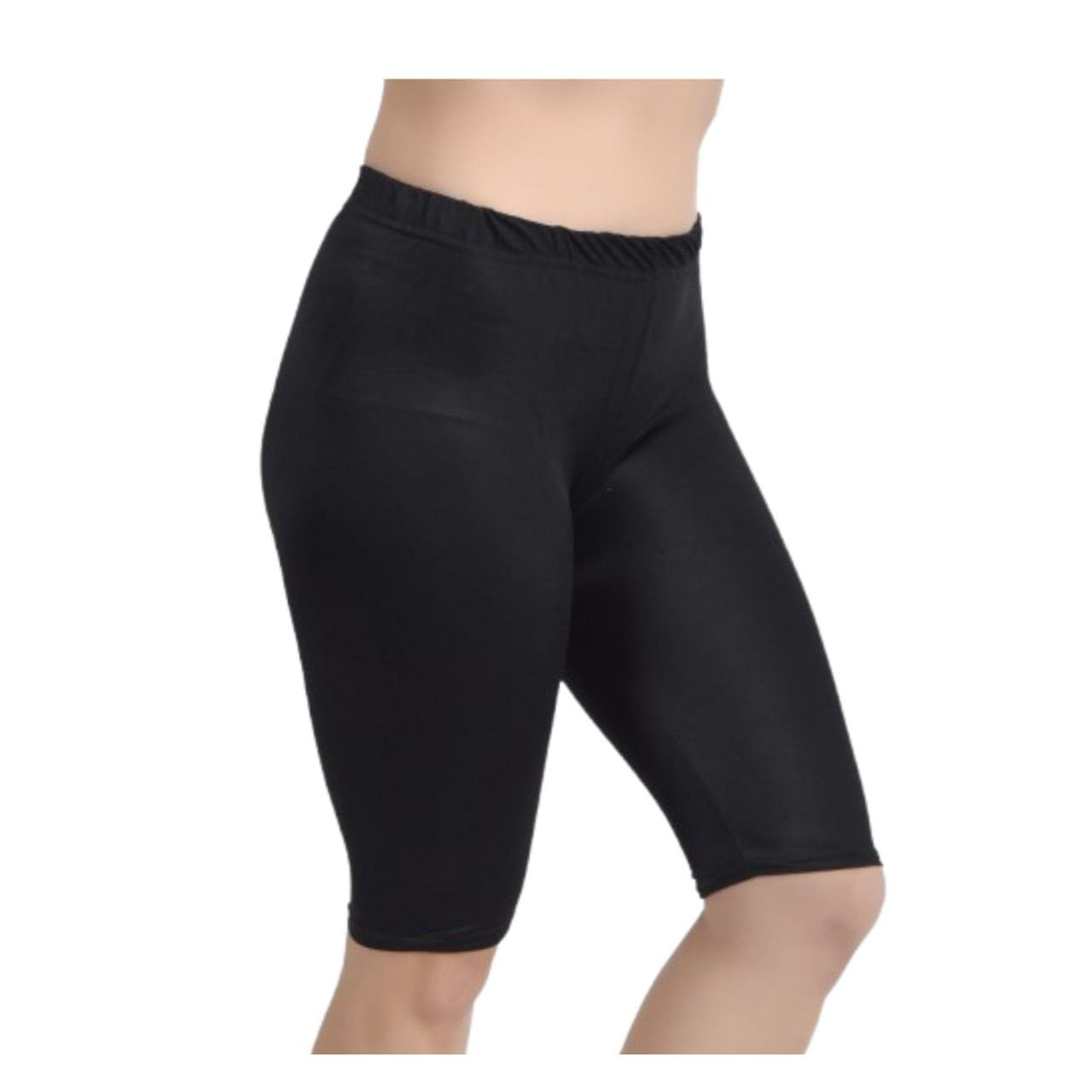 Women's Athletic Compression Shorts, Knee Length, Black-image-45
