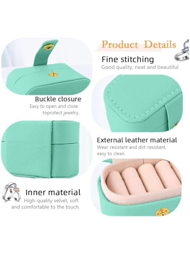 Image of Cortina Pu Leather Small Jewelry Box, Travel Portable Jewelry Case For Ring, Pendant, Earring, Necklace, Bracelet Organizer Storage Holder Boxes - Green