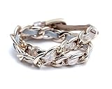 ZENZII Links and Leather Wrap Bracelet in Chrome