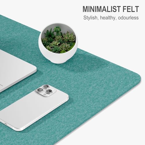 Image of Auhoahsil Felt Desk Mat, Minimalist Large Mouse Pad XXL 35.5 x 15.7 in, Desk Matt for Desktop, Keyboard, Laptop, Computer, Office, Work from Home, Gaming, Dark Green