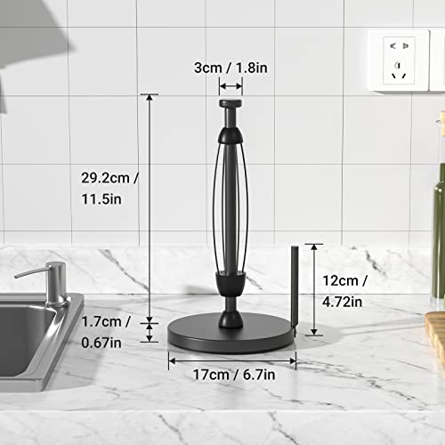 Swaitee Paper Towel Holder Countertop, Paper Towel Stand With Ratchet System For Kitchen Bathroom, One-Handed Tear Paper Stainless Steel Paper Towel Holder With Suction Cups(Black) #TOP5