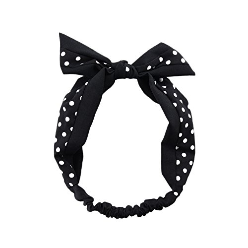 Preisvergleich Produktbild Jingyuu Haarband, gepunktet, Schwarz / Weiß 26 * 9cm Schwarz